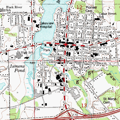 Topographic Map of Paw Paw Volunteer Fire Department, MI