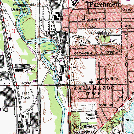 Topographic Map of Parchment Fire Department, MI