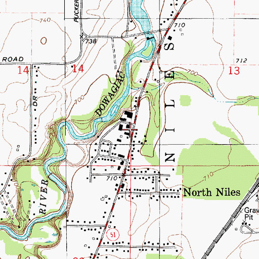 Topographic Map of Niles Charter Township Fire Department Station 1, MI