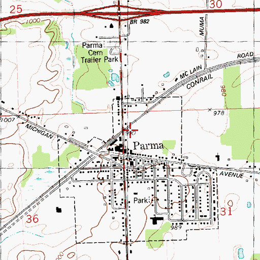 Topographic Map of Parma Sandstone Fire Department, MI