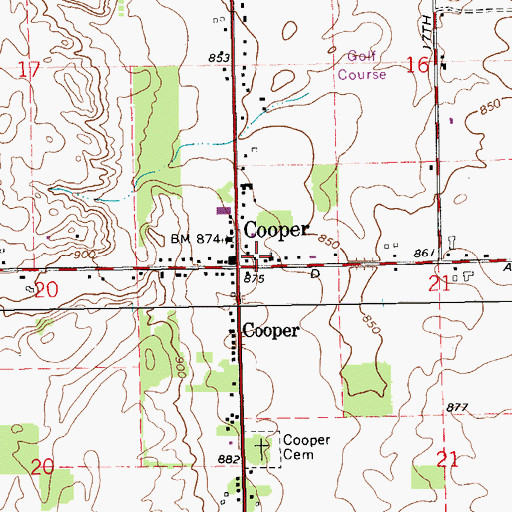 Topographic Map of Cooper Township Fire Department Station 1, MI