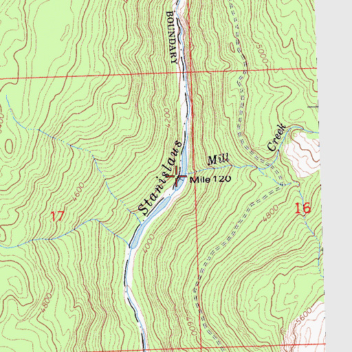Topographic Map of Mill Creek, CA