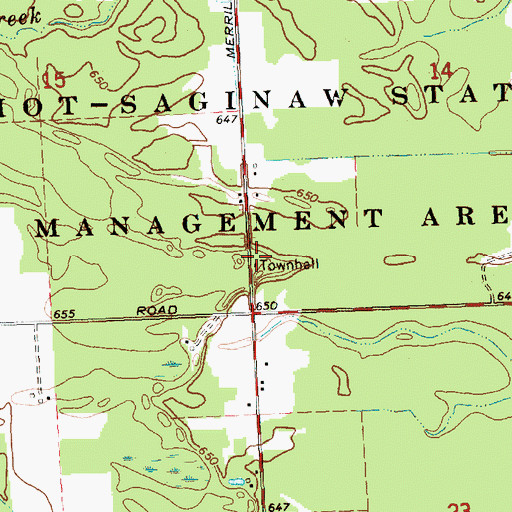 Topographic Map of Marion Township Fire Department, MI
