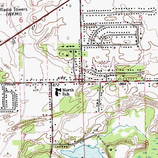 Topographic Map of Comstock Fire and Rescue Comstock West, MI