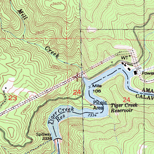 Topographic Map of Mill Creek, CA