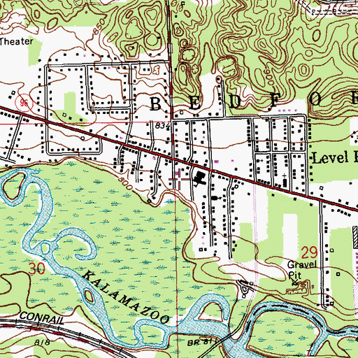 Topographic Map of Charter Township of Bedford Fire Department Station 2, MI