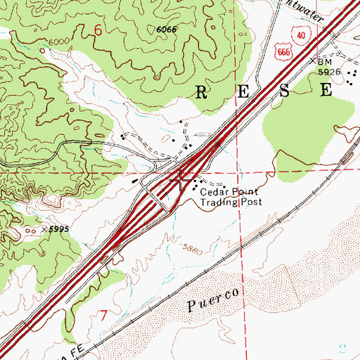 Topographic Map of Cedar Point Trading Post, AZ