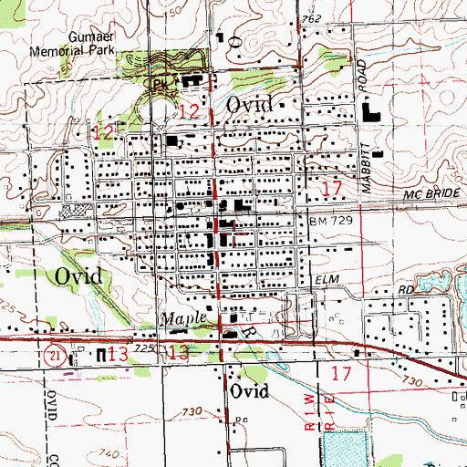 Topographic Map of Ovid - Middlebury Fire and Emergency Services Authority, MI