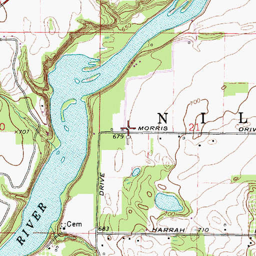 Topographic Map of Morris Volunteer Fire Department, MI