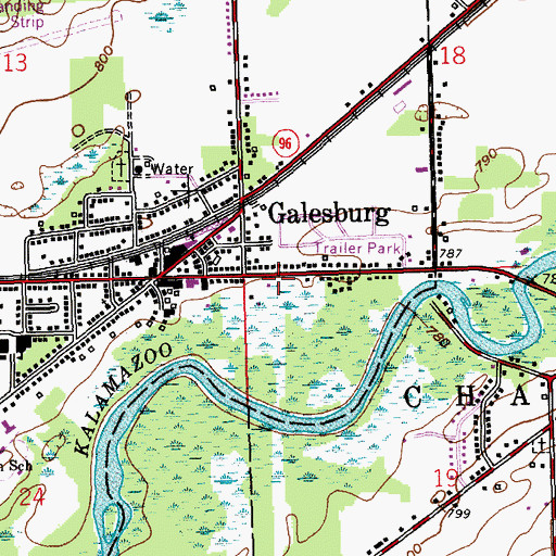 Topographic Map of Galesburg - Charleston Fire Department, MI
