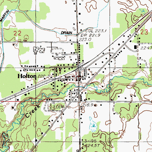 Topographic Map of Holton Township Fire Department, MI