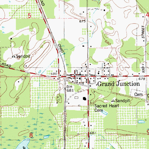 Topographic Map of Columbia Township Fire Department Station 1, MI