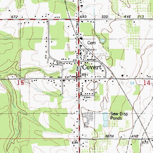 Topographic Map of Covert Township Fire and Emergency Medical Services, MI
