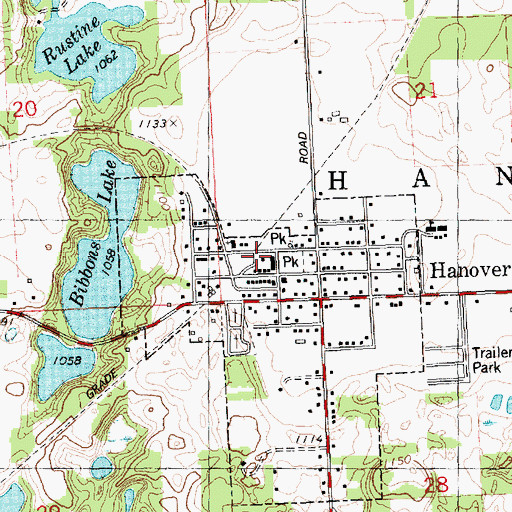 Topographic Map of Hanover Township Fire Department Station 1 Headquarters, MI