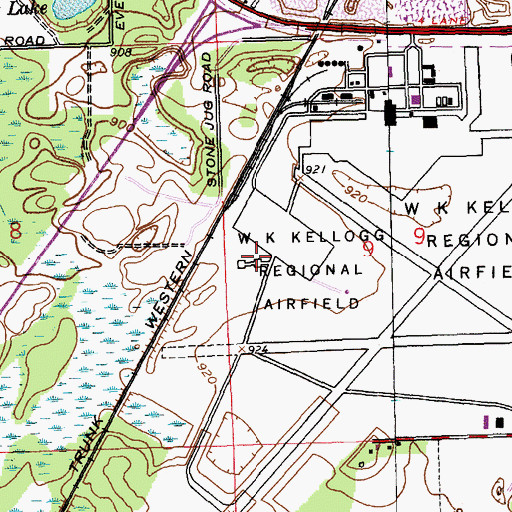 Topographic Map of Michigan Air National Guard Fire Department Battle Creek, MI