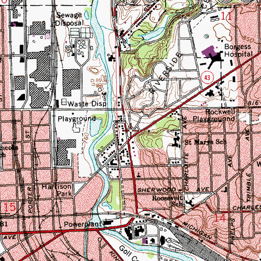 Topographic Map of Kalamazoo Department of Public Safety Station 3, MI