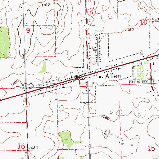 Topographic Map of Allen Township Fire Department, MI