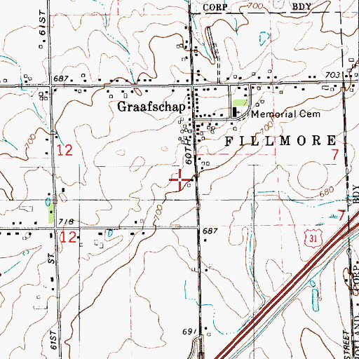 Topographic Map of Graafschap Fire Department, MI