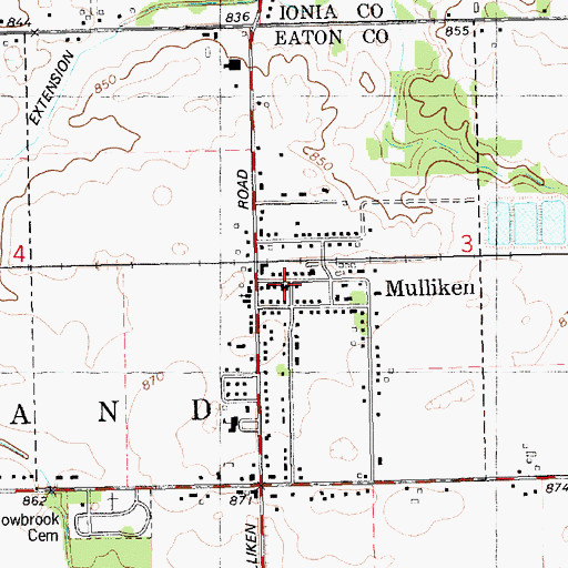 Topographic Map of Roxand Township Fire Department, MI