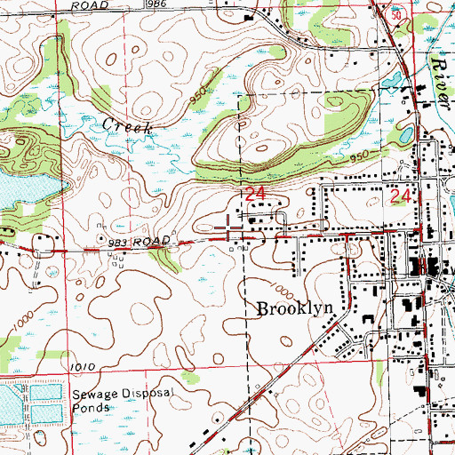 Topographic Map of Columbia Township Fire Department Station 1 Headquarters, MI