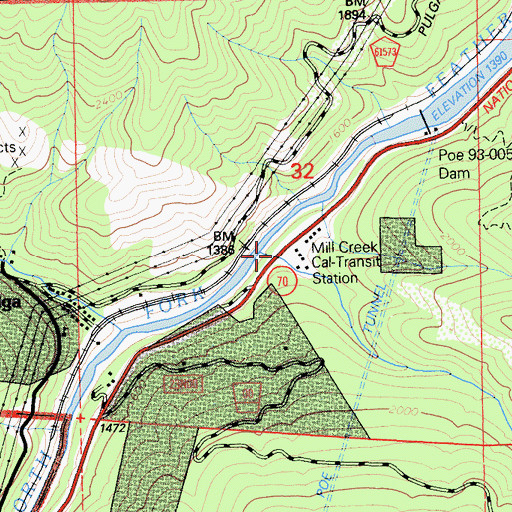 Topographic Map of Mill Creek, CA