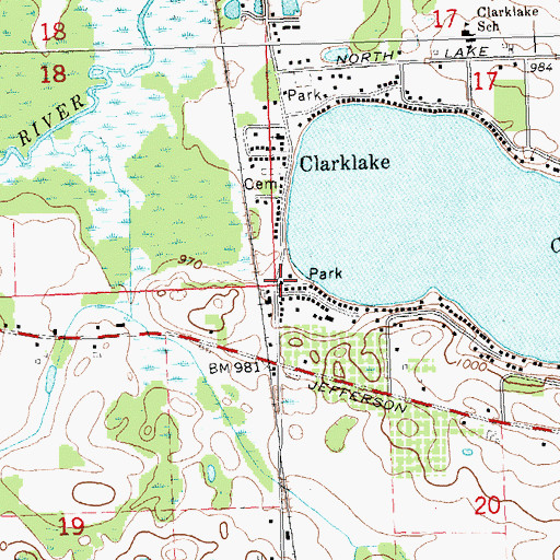 Topographic Map of Columbia Township Fire Department Station 2, MI