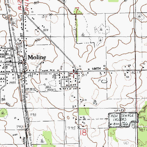 Topographic Map of Leighton Township Fire Department Station 1 Headquarters, MI