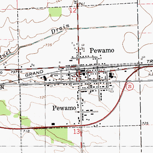 Topographic Map of Pewamo Fire Department, MI