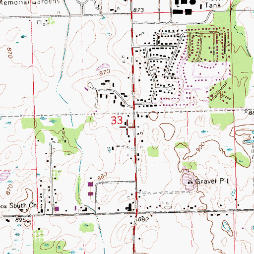 Topographic Map of Meridian Township Fire Department Station 93 South, MI