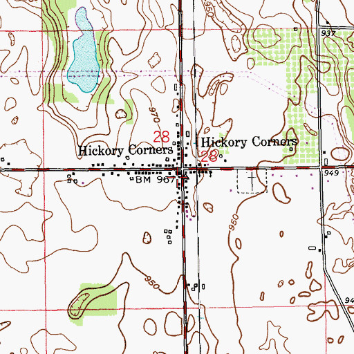 Topographic Map of Hickory Corners Fire Department, MI