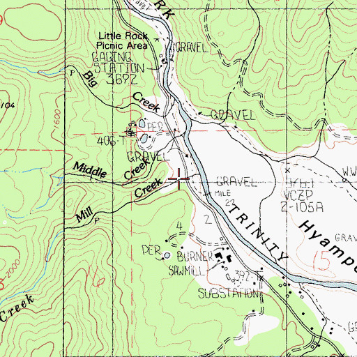 Topographic Map of Mill Creek, CA