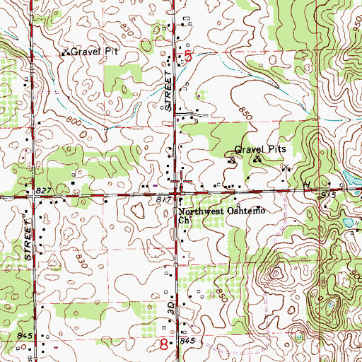 Topographic Map of Oshtemo Township Fire Department Station 3, MI
