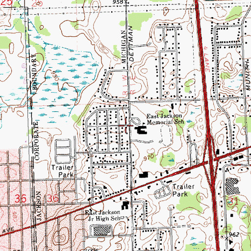 Topographic Map of Blackman Township Department of Public Safety Station 2, MI