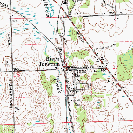 Topographic Map of Rives / Tompkins Fire Department Station 1 Headquarters, MI