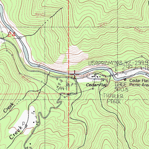 Topographic Map of Mill Creek, CA