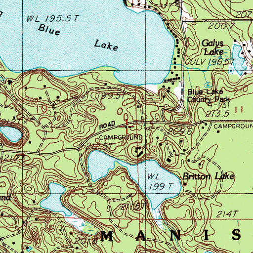 Topographic Map of Blue Lake Township Fire Department, MI