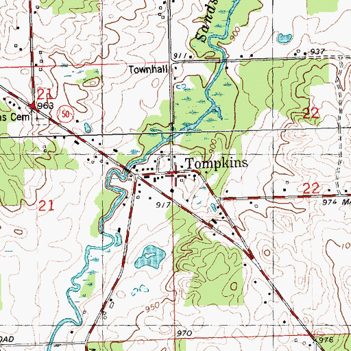 Topographic Map of Rives / Tompkins Fire Department Station 2, MI