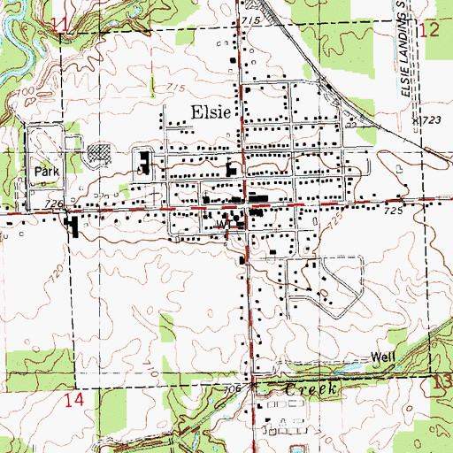 Topographic Map of Elsie Area Fire Department, MI