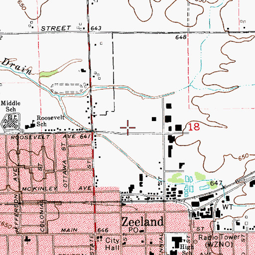 Topographic Map of Zeeland Fire Department Roosevelt Station, MI
