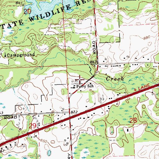 Topographic Map of Michigan Department of Natural Resources Rose Lake Office, MI