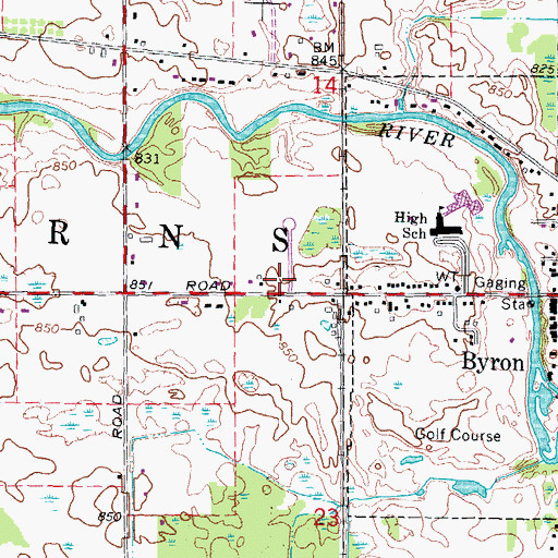 Topographic Map of Burns Township Fire Department, MI