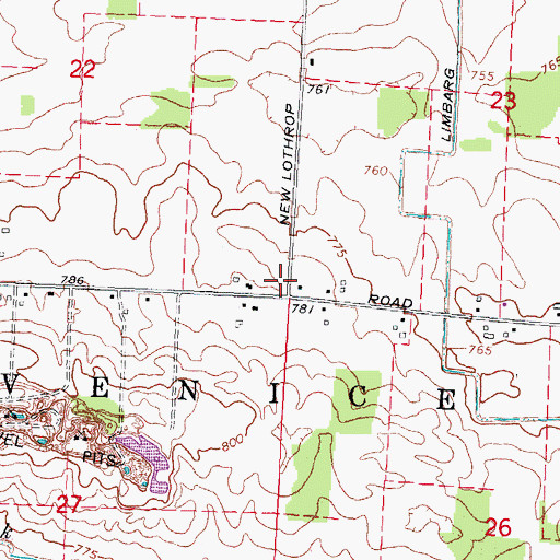 Topographic Map of Venice Township Fire Department, MI