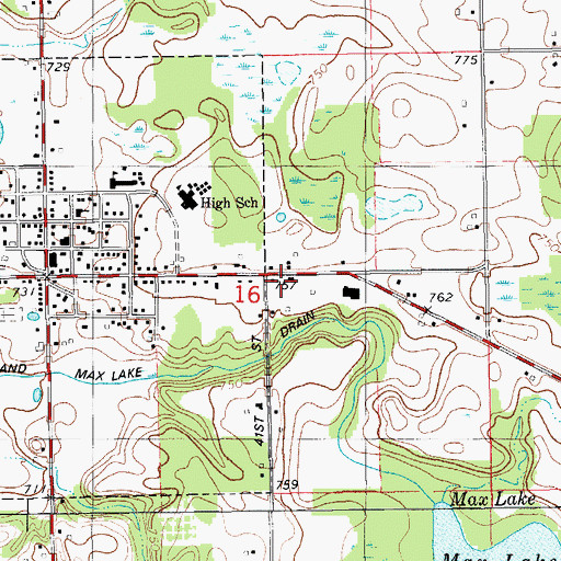 Topographic Map of Bloomingdale Township Fire Department, MI