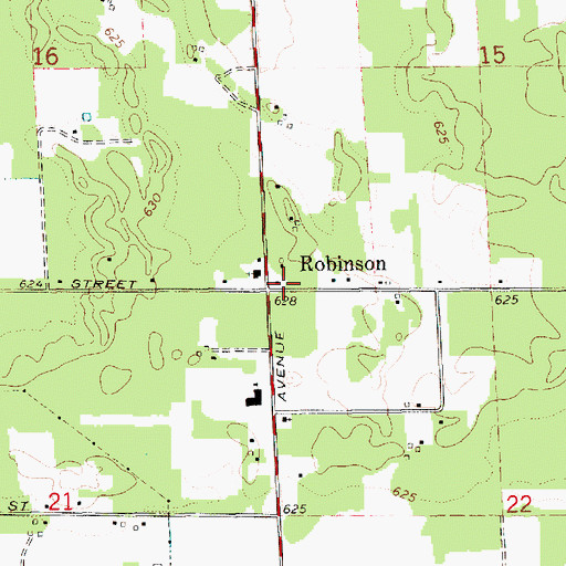 Topographic Map of Robinson Township Fire Department, MI