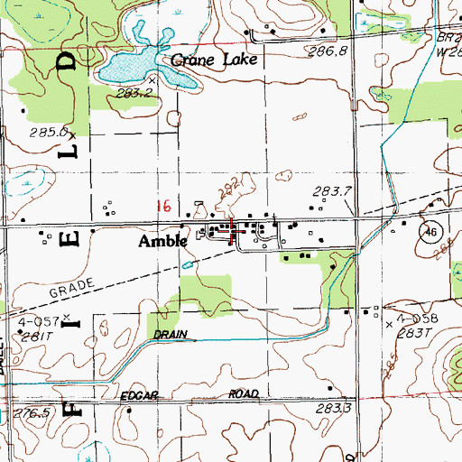 Topographic Map of Amble Volunteer Fire Department, MI