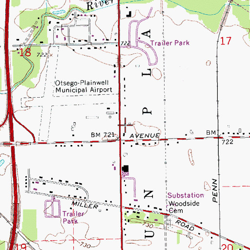 Topographic Map of Michigan Department of Natural Resources Plainwell Area, MI