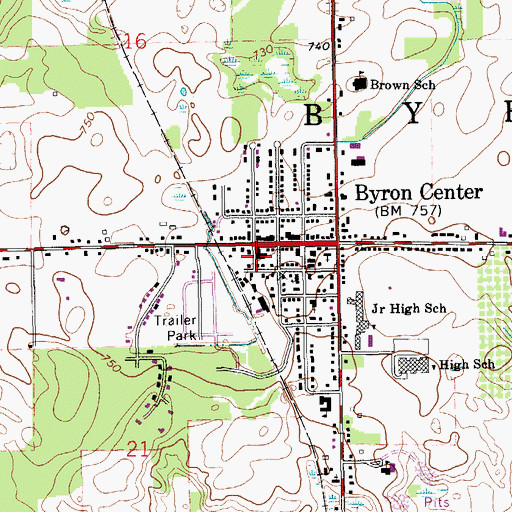 Topographic Map of Byron Township Fire Department Station 1, MI