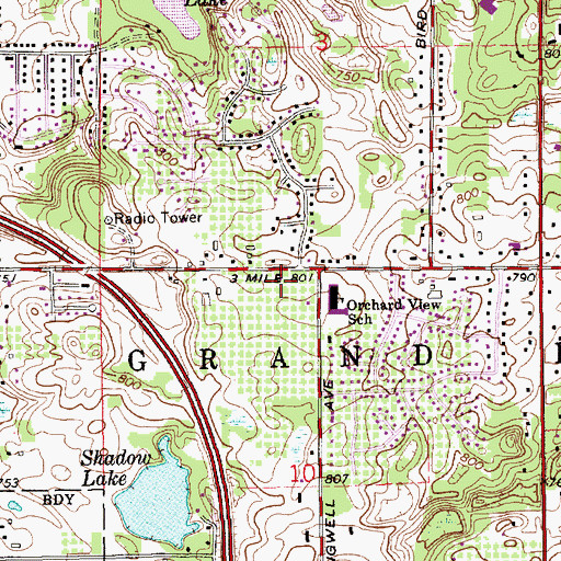 Topographic Map of Grand Rapids Charter Township Fire Department Station 2, MI