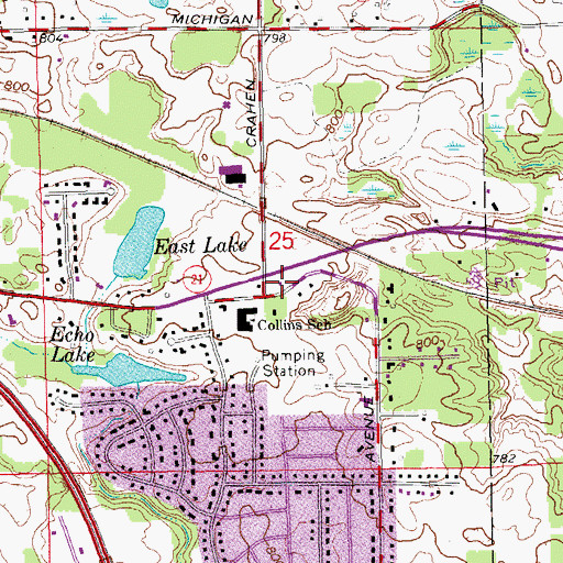 Topographic Map of Grand Rapids Charter Township Fire Department Station 3, MI
