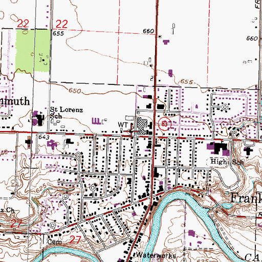 Topographic Map of Frankenmuth Fire Department, MI